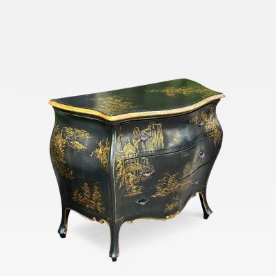 Antique Black Chinoiserie Chest of Drawers Commode Nightstand