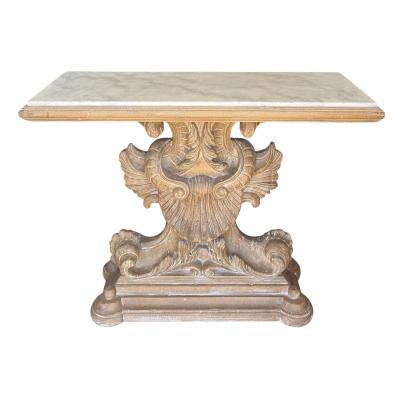 Antique Bleached Walnut Regency Style Marble Top Console Table