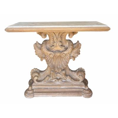 Antique Bleached Walnut Regency Style Marble Top Console Table