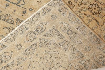 Antique Blue and Beige Persian Kirman Handwoven Wool Rug