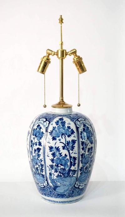 Antique Blue and White Dutch Delft Vase Table Lamp French Wired circa 1730