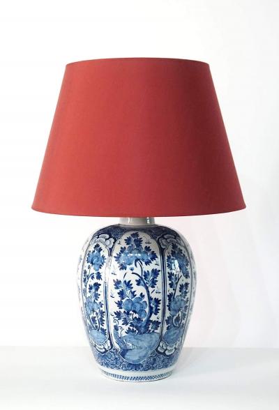 Antique Blue and White Dutch Delft Vase Table Lamp French Wired circa 1730