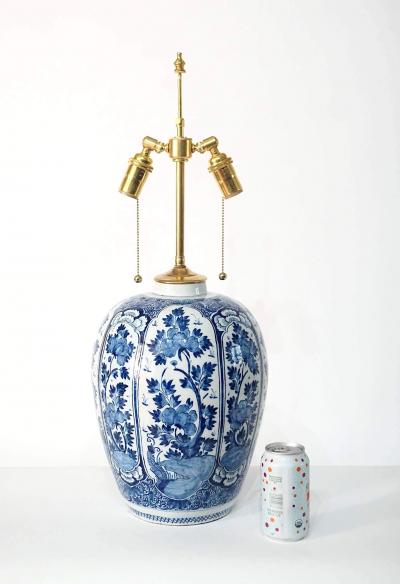 Antique Blue and White Dutch Delft Vase Table Lamp French Wired circa 1730