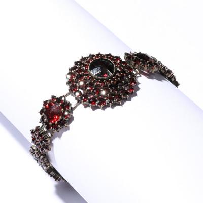 Antique Bohemian Bracelet Encrusted with Garnets in Garnet Gold Setting