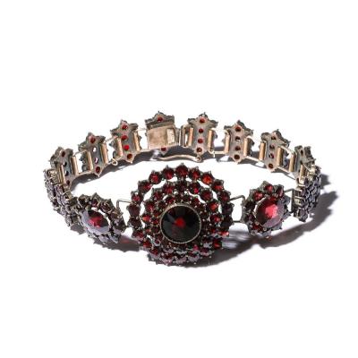 Antique Bohemian Bracelet Encrusted with Garnets in Garnet Gold Setting