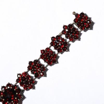 Antique Bohemian Bracelet Encrusted with Garnets in Garnet Gold Setting