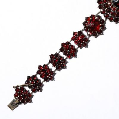 Antique Bohemian Bracelet Encrusted with Garnets in Garnet Gold Setting