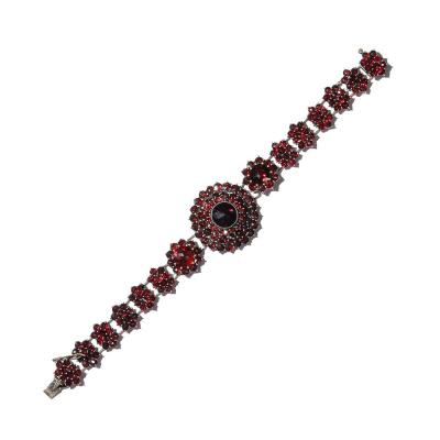 Antique Bohemian Bracelet Encrusted with Garnets in Garnet Gold Setting