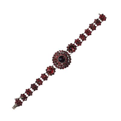 Antique Bohemian Bracelet Encrusted with Garnets in Garnet Gold Setting