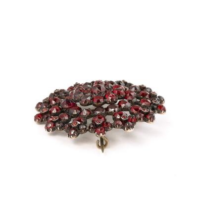 Antique Bohemian Brooch Encrusted with Garnets in Garnet Gold Setting