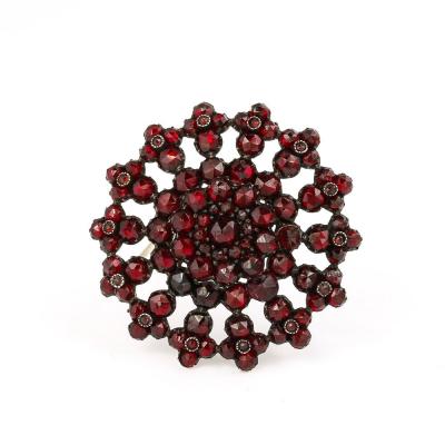 Antique Bohemian Brooch Encrusted with Garnets in Garnet Gold Setting