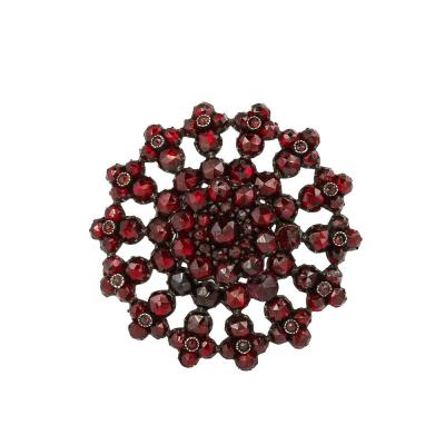 Antique Bohemian Brooch Encrusted with Garnets in Garnet Gold Setting