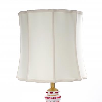 Antique Bohemian Cranberry Crystal Painted and Gilt Gold Decorated Table Lamp