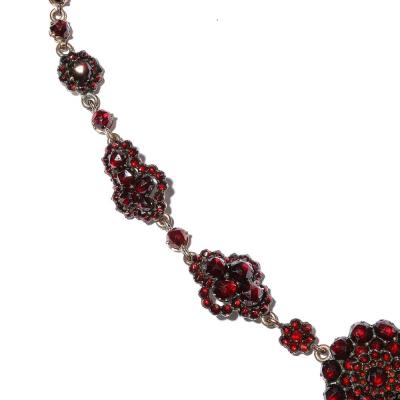 Antique Bohemian Necklace Encrusted with Garnets in Garnet Gold Setting