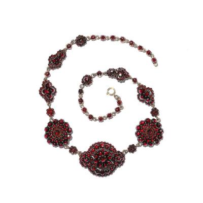 Antique Bohemian Necklace Encrusted with Garnets in Garnet Gold Setting