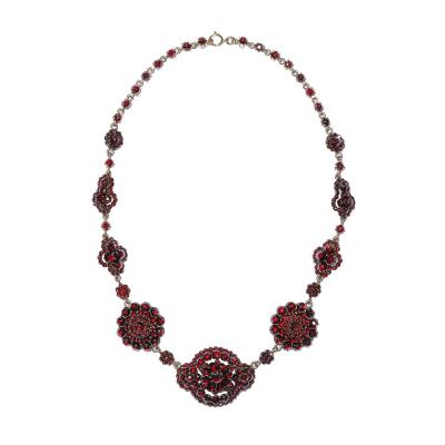 Antique Bohemian Necklace Encrusted with Garnets in Garnet Gold Setting
