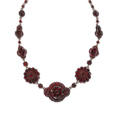 Antique Bohemian Necklace Encrusted with Garnets in Garnet Gold Setting