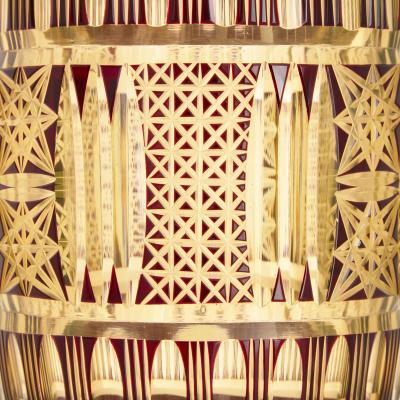 Antique Bohemian amber glass goblet and cover