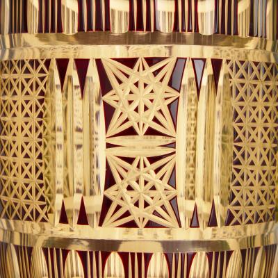 Antique Bohemian amber glass goblet and cover