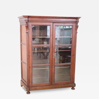 Antique Bookcase or Vitrine in Solid Larch Wood