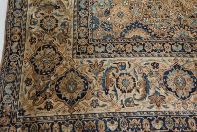 Antique Botanic Persian Kirman Handmade Wool Carpet