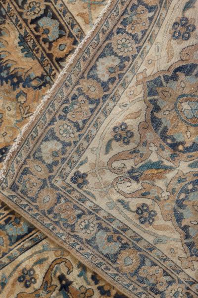 Antique Botanic Persian Kirman Handmade Wool Carpet