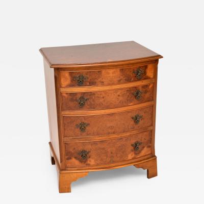 Antique Bow Front Chest of Drawers in Burr Walnut