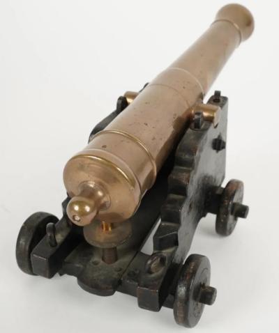 Antique Brass Scale Model of a Cannon