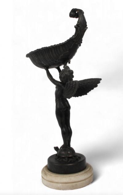 Antique Bronze Figural Tazza of Cupid After Franz Von Stuck 1863 1928 