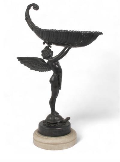 Antique Bronze Figural Tazza of Cupid After Franz Von Stuck 1863 1928 
