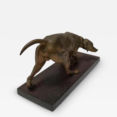 Antique Bronze Hunting Dog Sculpture