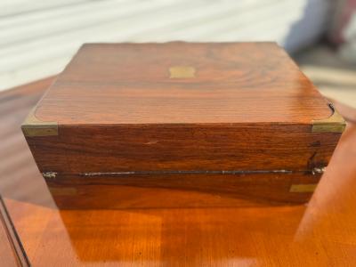 Antique Burl Walnut with Brass Accents English Traveling Writing Desk