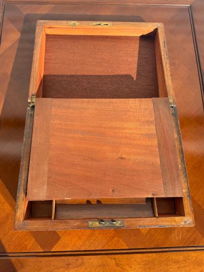 Antique Burl Walnut with Brass Accents English Traveling Writing Desk