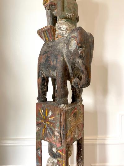 Antique Burmese Carved Architectural Wood Pole