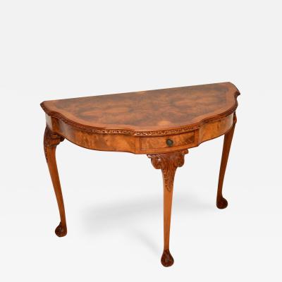 Antique Burr Walnut Console Side Table