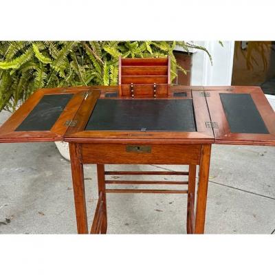 Antique Campaign Style Metamorphic Desk Table