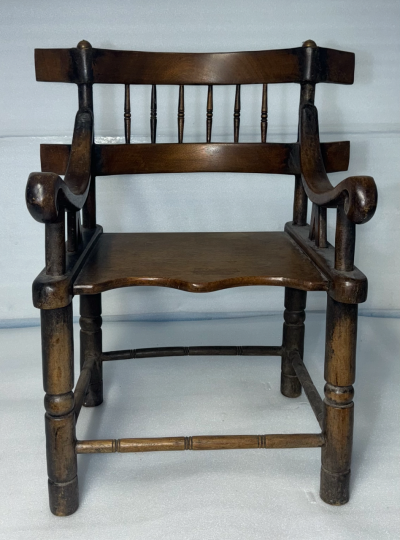 Antique Captain s Style Spindle Back Wooden Armchair