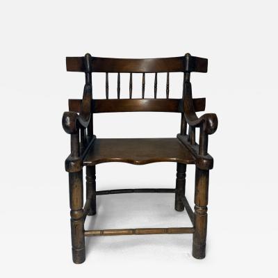 Antique Captain s Style Spindle Back Wooden Armchair