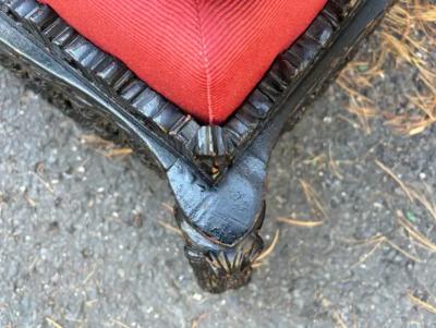 Antique Carved Anglo Indian Rosewood Ottoman Down Filled Cushion Victorian