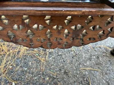 Antique Carved Anglo Indian Rosewood Ottoman Down Filled Cushion Victorian