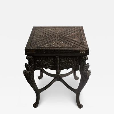 Antique Carved Chinese Handkerchief Game Table