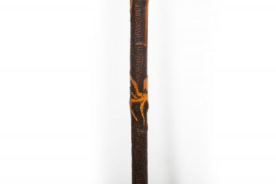 Antique Carved Folk Art Walking Stick Cane Skeletons Octopus