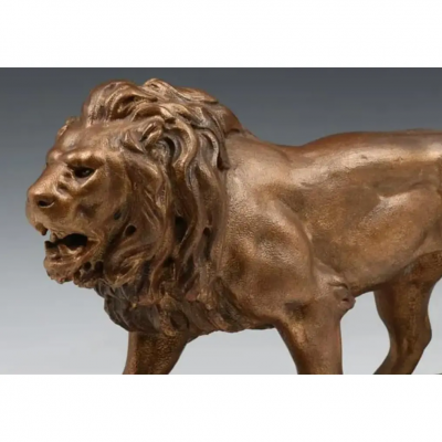Antique Carved Giltwood Lion Sculpture