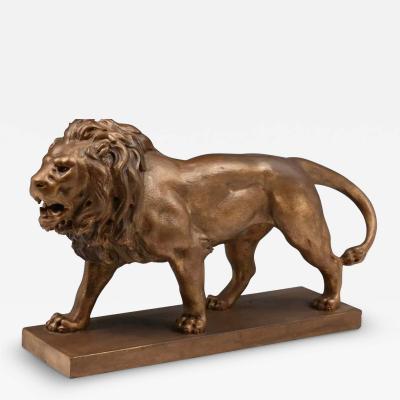 Antique Carved Giltwood Lion Sculpture