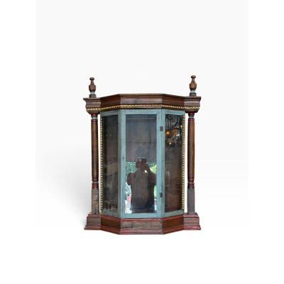 Antique Carved Italian Walnut Santos Reliquary Cabinet