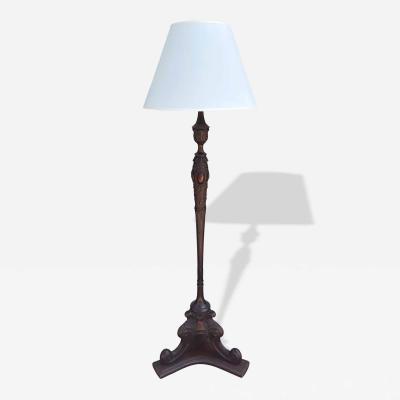 Antique Carved Mahogany Floor Lamp