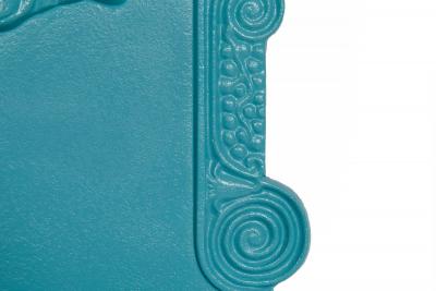 Antique Cast Iron Wall Mounted Teal Painted Garden Fountain with Lion Mask