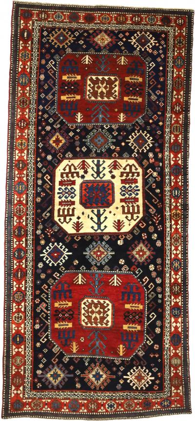Antique Caucasian Akstafa Long Rug 42 x 93 