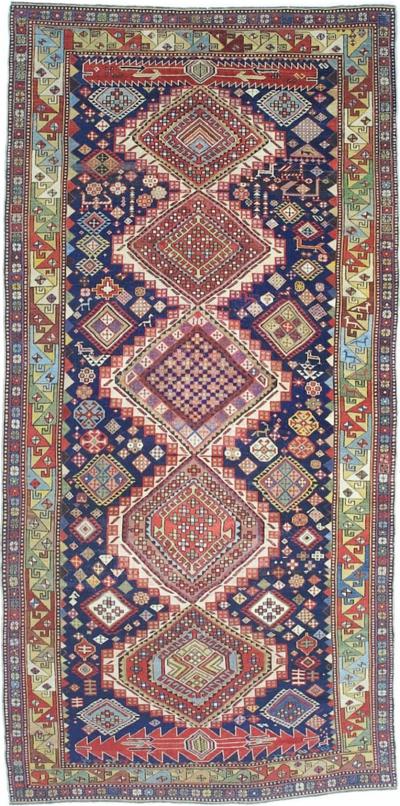 Antique Caucasian Karakashli Rug 4 3 x 8 8 