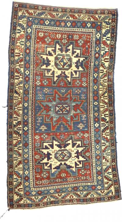Antique Caucasian Lezgi Rug 31 x 57 